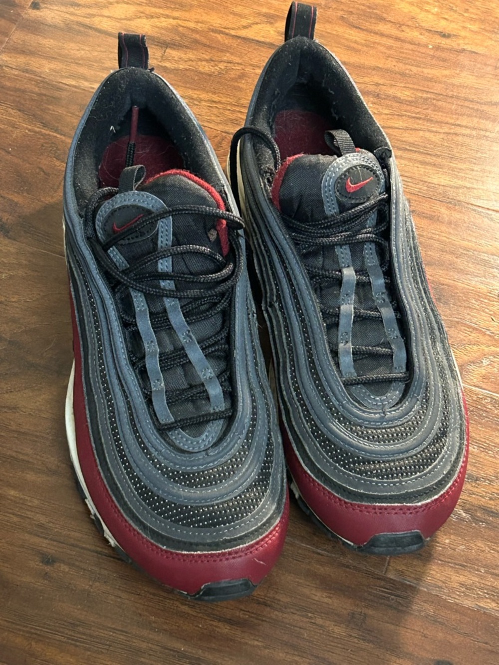 Nike Men’s Air Max 97 — Black and Burgundy Sneakers